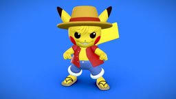 Luffy Pikachu monkey, pokemon, pikachu, crossover, luffy, multiverse, anime, onepiece