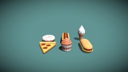 Cartoon food burger, food, icecream, pizza, hotdog, cupcakes, cartoon, emojis
