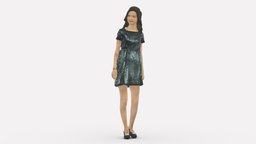 Girl in black silver dress 0848 style, people, beauty, clothes, silver, dress, miniatures, realistic, woman, character, 3dprint, girl, model, black