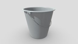 Bucket 4 garden, prop, vintage, can, new, garbage, waste, handle, water, tool, cleaning, various, low, poly, container, plastic