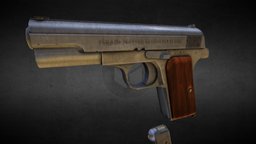 M37 Frommer hand gun pistol, hungary, game-asset, handweapon, weapon, lowpoly, gameready