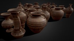 Old Vases abandoned, prop, medieval, dirty, old, aliens, clay, sanctuary, unrealengine, vases, unity, game, 3d, blender, blender3d, model, stone, zbrush, fantasy, dirty-3d-props, trimtextures