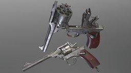Webley Fosbery Automatic Revolver games, revolver, unreal, rustic, automatic, old, engin, substancepainter, substance