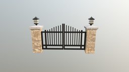 Gate fence, gate, community, gated, substancepainter, substance, painter, stone