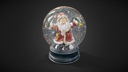 Santa Claus Glass Ball winter, snow, christmas, ceramic, figurine, metal, santaclaus, low-poly, glass, asset, blender3d, gameart, substance-painter, design, sculpture, interior