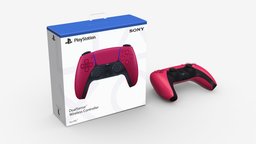 Sony Playstation 5 DualSense cosmic red with box device, control, wireless, gaming, console, playstation, electronic, controller, gamepad, joystick, ps5, game, 3d, pbr, technology, video, dualsense