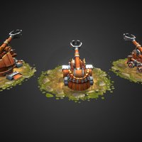 Catapult medieval, pack, siege, warfare, catapult, game, 3d, weapons, lowpoly, modular, gameready