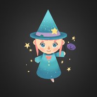 Berri the Witch Girl! cute, handpaintedtexture, cutegirl, handpainted, lowpoly, witch, gamecharacter, anime