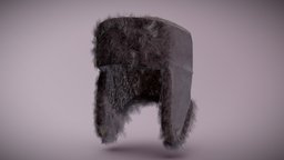 HAT leather, unreal, protection, gray, aaa, caps, fur, headgear, realistic, hats, game-ready, unreal-engine, protective, ue4, unrealengine, headwear, winterhat, dekogon, game-ready-asset, unity, pbr, clothing, winter-clothes