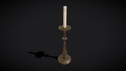 Ornamented_Candlestick_FBX wax, medieval, flame, antique, candle, candles, candlestick, candelabra, decor, models, candlelight, melting, unrealengine, wick, various, additional, lowpoly, home, decoration, halloween, interior, light