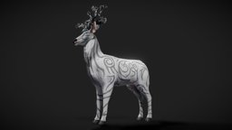 Fantasy Golden Deer horns, ornate, deer, stag, hunt, moose, animal, fantasy, magic, gold