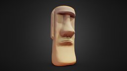 Moai Head Statue easter, statue, moai, easter-island, moaihead, substancepainter, substance, blender, stone, zbrush, stylized, rock
