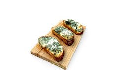 Garlic bread with cheese. minutes, butterfly, baked, bread, few, cheese, garlic, melted, foodscan, topping, zoltanfood