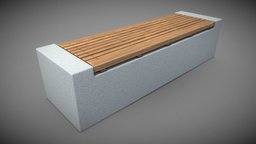Bench [6] Wood on Concrete Block 2 wooden, bench, block, concrete, park-bench, concrete-block, 3dhaupt, street-furniture, software-service-john-gmbh, blender3d, stone, wood