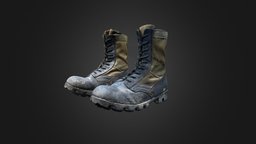 VIETNAM ARMY JUNGLE BOOT us, high, soldier, army, 1970, clothes, boot, used, infantry, american, shoes, boots, 70, 70s, jungle, marines, 1970s, quality, vietnam, highquality, vietnamese, vietnam-war, vietnamwar, military-gear, army-gear, photogrammetry, 3d, poly, scan, 3dscan, military, usa, gear, war, highpoly, polycam, polycam3d