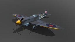 WW2 British Spitfire ww2, spitfire, vehicle, military, plane, war