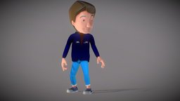 Cartoon boy character animated caricature, boy, people, idle-animation, rigged-character, rigged-and-animation, character, cartoon, male