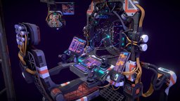 Sci-fi Wayfinder Unit planet, hologram, seat, electronic, machine, star, navigation, wires, holograms, sci-fi, futuristic, screen