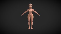 Free Base Body girl stylized cartoon body, anatomy, woman, anatomy-human, character, low-poly, girl, cartoon, game, texture, female, free, stylized