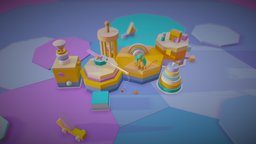 Toy Island #FantasyIslandChallenge wooden, toys, robotics, island, play, camera, lowpolymodel, low-poly, girl, lowpoly, c4d, robot, fantasyislandchallenge