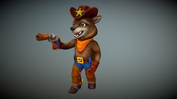 Wolf  cowboy 3ds-max, 3d-model, 3d-coat, hand-painted, wolf, 3d-character