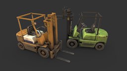 Forklift for Second Life komatsu, forklift, secondlife, decor, cargo, rideco, asset, 3dsmax, lowpoly, gameart, gameready
