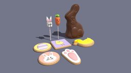 Easter Bunny Cakepops and Cookies bunny, cute, kids, cake, cg, cookies, painted, pack, can, easter, vr, candy, chocolate, eggs, bakery, 4l, pbr
