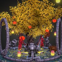 Lunar Festival Glade tree, warcraft, lantern, grass, barrel, lunar, monkeyking, blizzard, new, 3dcoat, asian, chinese, year, alcohol, gnomon, gnomonschool, glade, envrionment, blizzardstyle, blizzardartcompetition, ginko, maya, handpainted, game, 3d, lowpoly, gameart, hand-painted, stone, wood, fantasy, leaves