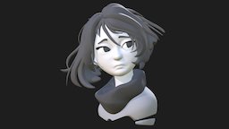 Blustery Bust hair, window, character, girl, bust, zbrush