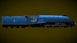 Train rail, locomotive, london, nigel, british, class, deco, north, a4, rolling, loco, east, stock, railways, engine, express, sir, mallard, lner, streamlined, blender, art, blue, steam, gresely