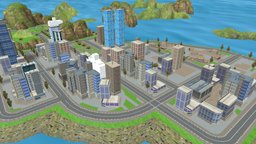 City Environment scene, modern, urban, apartment, town, gameenvironment, architecture, lowpoly, city, building, street, environment, gtacity