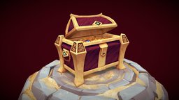 Sandy Treasure Chest chest, desert, painted, sand, treasure, box, dmu, golden, sandy, handpainted, lowpoly, low, poly, gold