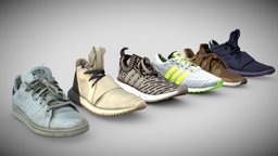 Adidas Shoes Bundle kit, shoe, one, basket, football, smith, pack, store, dust, shoes, chaussure, bundle, sneaker, sneakers, tubular, adidas, stan, dmt, eqt, asset, pbr, low, poly, gameready
