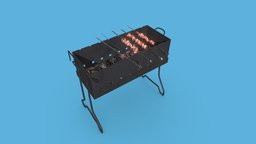 Old BBQ | Game Assets exterior, meat, unreal, bbq, props, game-ready, shashlik, unity, pbr, lowpoly, barbecuegrill, noai, skewers, roasted-meat, old-bbq