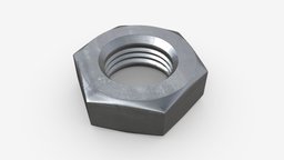 Big metal nut screw, bolt, detail, big, equipment, nut, metal, hardware, tool, iron, metallic, 3d, pbr, technology, construction, industrial, steel