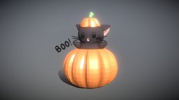 Cat cat, cute, friend, kitten, cute_character, character, halloween, pumpkin