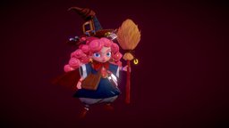 Candy Witch (Concept By ROOM 8 STUDIO) cute, candy, 3dcharacter, broom, witchcraft, october, subtancepainter, candyworld, maya, character, modeling, 3d, witch, zbrush, halloween, magic