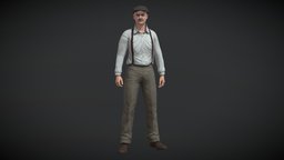 Old Man Character PBR Game Ready mafia, old, gangster, character, man, male