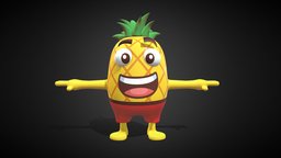 Pineapple Dude topology, pbr-texturing, characterdesign