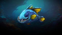 Stylized Piranha fish, flying, rpg, teeth, piranha, deepsea, mmo, rts, fbx, water, moba, handpainted, lowpoly, animation, stylized, fantasy, sea