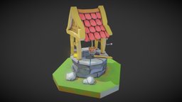 Low Poly (Not Bell)Well with Lamp And Bucket well, old, marmoset, unrealengine, colored, substancepainter, maya