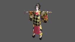 Warrior Oiran japan, geisha, kyoto, moba, oiran, courtesan, girl, lowpoly, low, poly