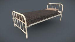 Vintage Hospital Bed 4K PBR Game-Ready bed, prop, vintage, retro, furniture, mattress, 4k, hospital, metal, props, old, game-ready, substance, low-poly, asset, old-bed, vintage-bed, bed-mattress