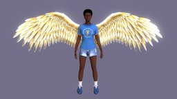 Golden Angel Wings Animations With Model Example wizard, gladiator, wind, rpg, games, warrior, demon, prop, float, wings, angel, accessory, props, floating, sacred, holy, accessorie, weapon, character, game, lowpoly, fly, creature, animated, wing, angelical