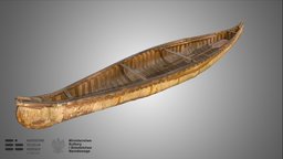 Łódź z kory brzozowej Wabanaki tciman canoe, birch, scan, boat