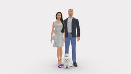 Couple With Dog 1123 dog, people, posed, miniatures, realistic, woman, romance, couple, feelings, character, 3dprint, man