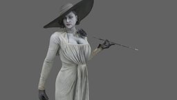 Lady Dimitrescu hat, white, devil, pc, dress, resident, woman, smoke, elegance, character, game, house, fantasy, village, lady, horror, evil