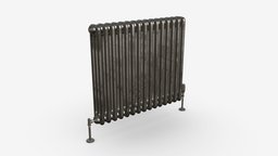 Horizontal column bare radiator 02 bar, system, heat, column, radiator, central, warm, thermostat, warmth, 3d, pbr, technology
