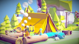 Low Poly Camping Assets Collection trees, tree, lamp, tent, camping, assets, vr, fire, nature, isometric, gameassets, sleepingbag, asset, game, lowpoly, gameart, gameasset, wood, free