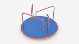 Merry-go-rounds carousel 02 rotate, vintage, painted, child, play, park, outdoor, playground, round, merry, cluster, carousel, leisure, roundabout, game, 3d, pbr, village, steel